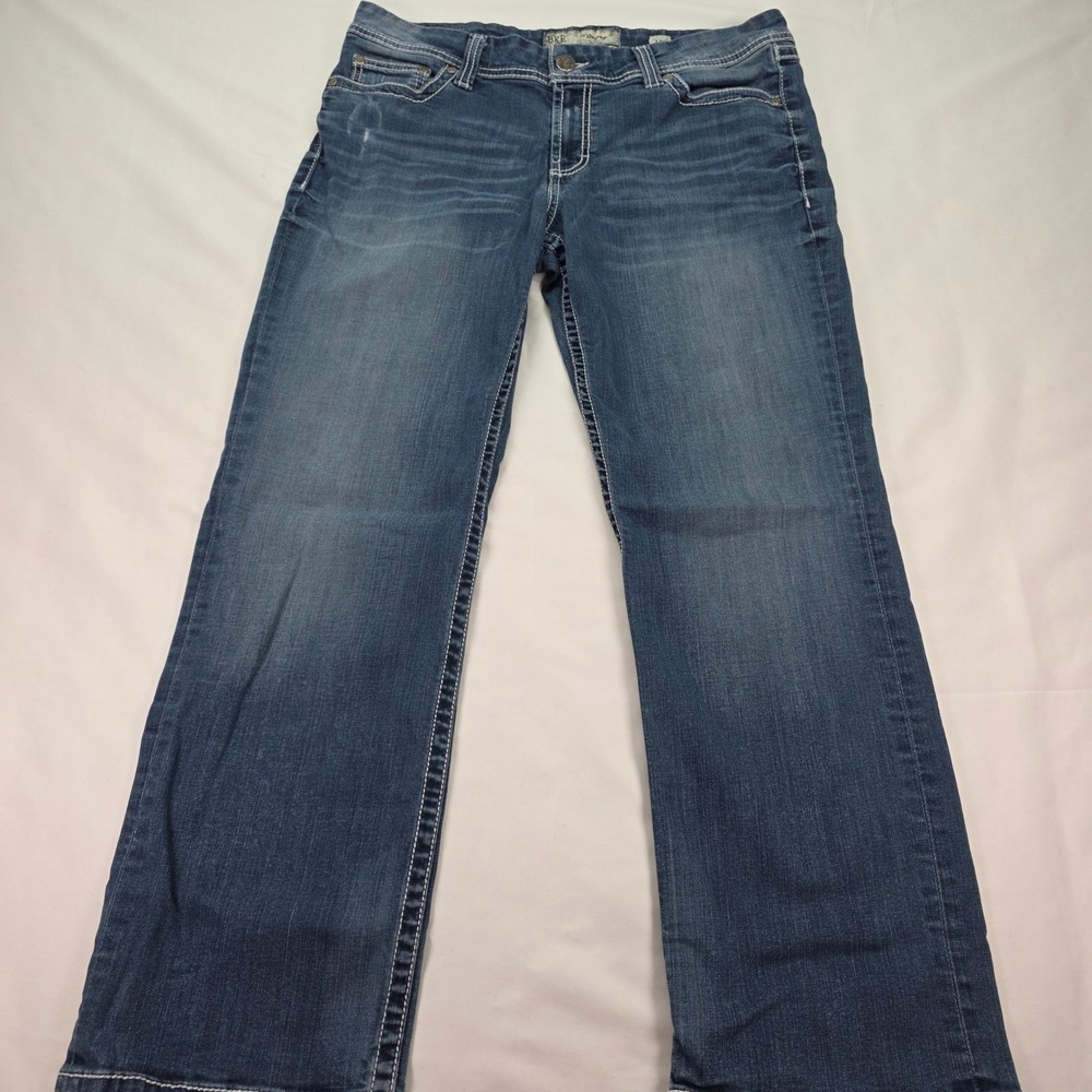 BKE Harper Bootcut Jeans Womens 34S Medium Wash Blue Denim Stretch 34x29.5